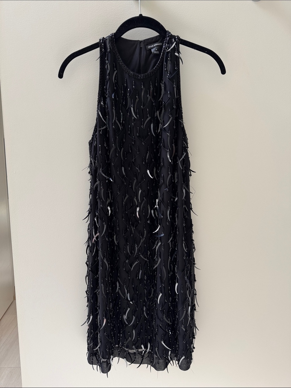 Club Monaco Black Beaded Shift Dress